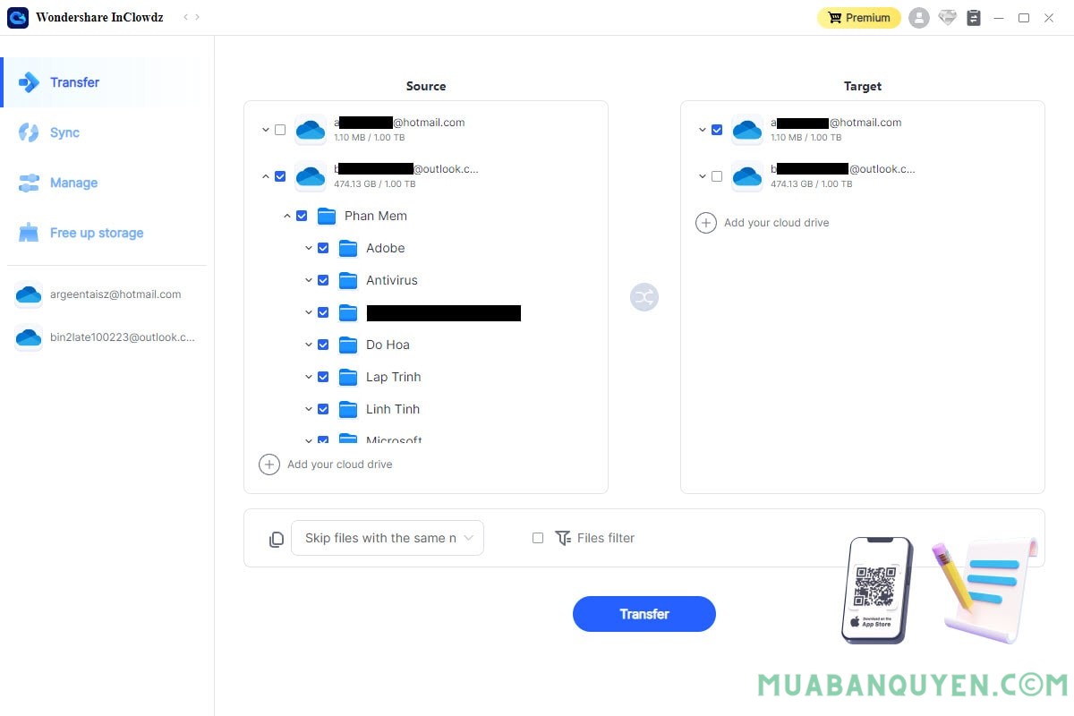 Chuyển file từ OneDrive này sang OneDrive khác bằng Wondershare InClowdz
