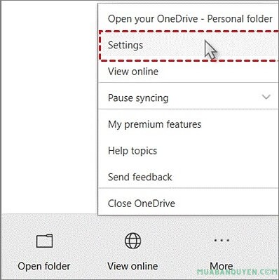 Settings OneDrive